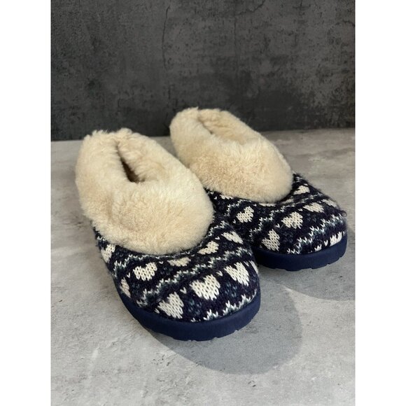 Women’s Ugg blue heart slip Ons shearling fur Lined Clogs size 6 - Picture 2 of 16